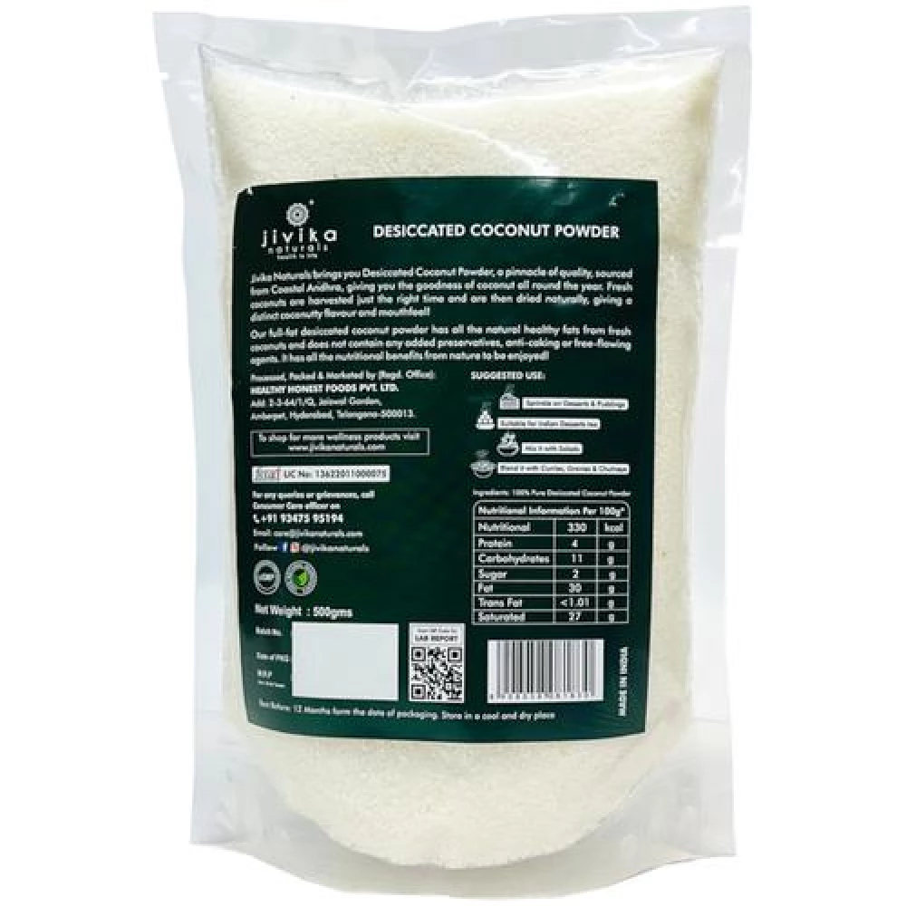 Jivika Naturals Desiccated Coconut Powder - Healthy Fats, 500 g-2.webp